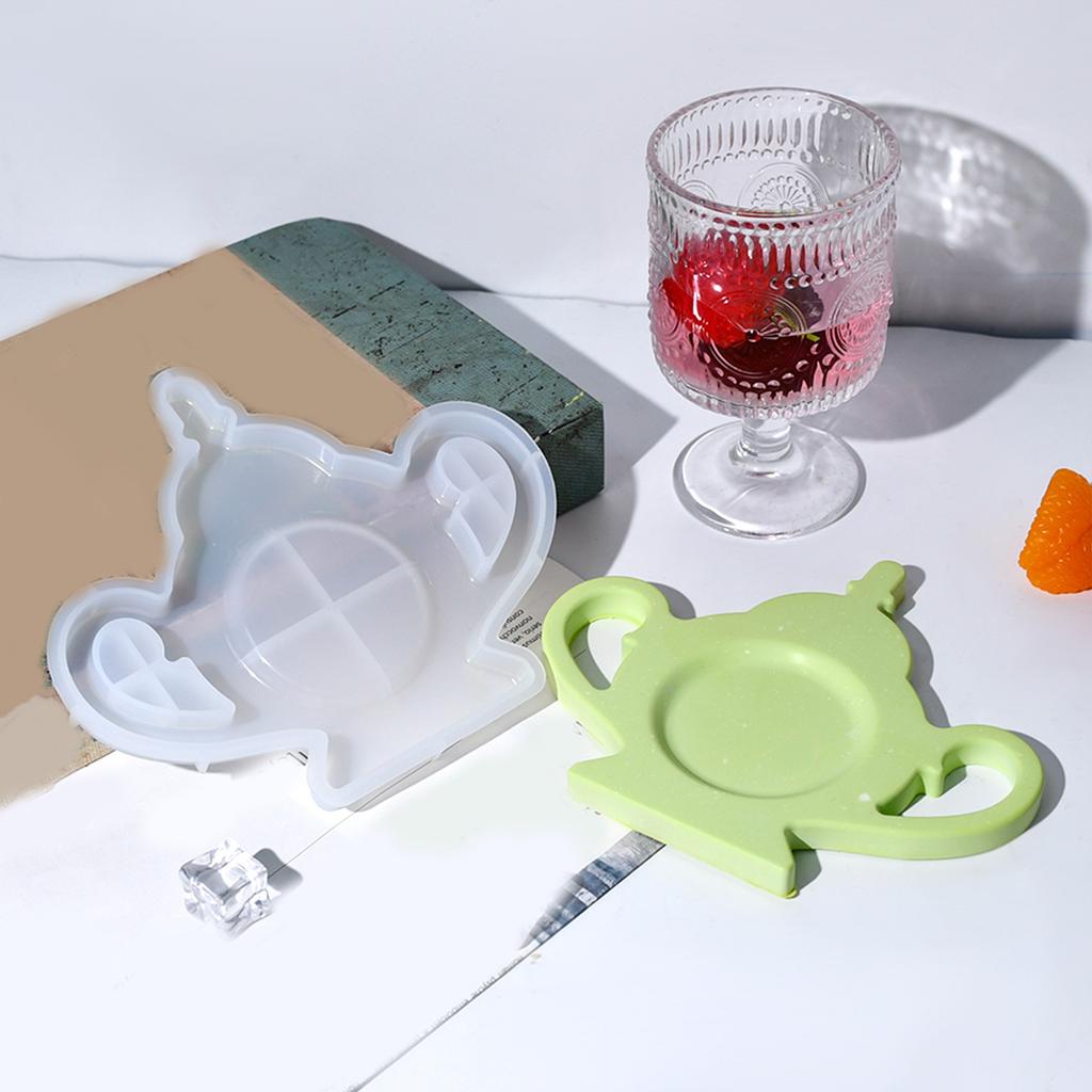 Silicone Resin Cup Pad Moulds Teapot Shape Resin Coasters Molds Silicone Craft Molds Suitable for Craft Enthusiasts