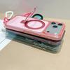 For iPhone 17 Pro Max Magnetic Case Kickstand Clear TPU Phone Back Cover with Wrist Strap