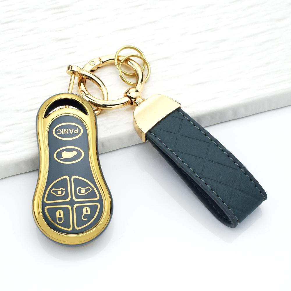 Soft TPU Car Key Fob Case for Dodge Ram Jeep Cherokee Chrysler Voyager Cruiser Dakota Anti-Scratch Remote Key Cover Keychain