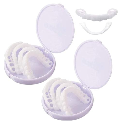 4-Piece Fake Teeth, Dentures, Instant Smile Teeth Covers, Cosmetic Teeth, Comfortable Fit, Most Comfortable Upper and Lower Teeth Care, Teeth Whitenin