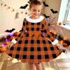 Kids Long Sleeve Christmas Dress, Snowman Print Faux Fur Collar Bow Decor Princess Dresses for Girl Holiday Party Wear
