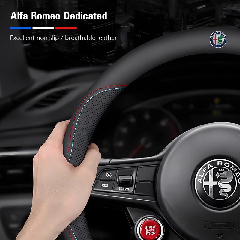 Alfa Romeo Coprivolante in Pelle Traspirante Antiscivolo per Giulietta Mito 159 Giulia Stelvio 156 147 Tonale Brera Disco
