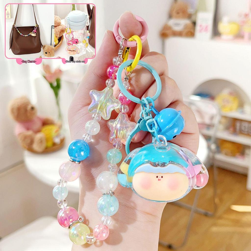 Acrylic Quicksand Lilith Dog Head Keychain - Cute Sparkly Doll Pendant Gift