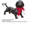 Small Animal Sculpture Dachshund Statue, Resin Standing Dog Figurine with Red Knitted Fireplace Mantel Decor Scarf, Cute Christmas Puppy for