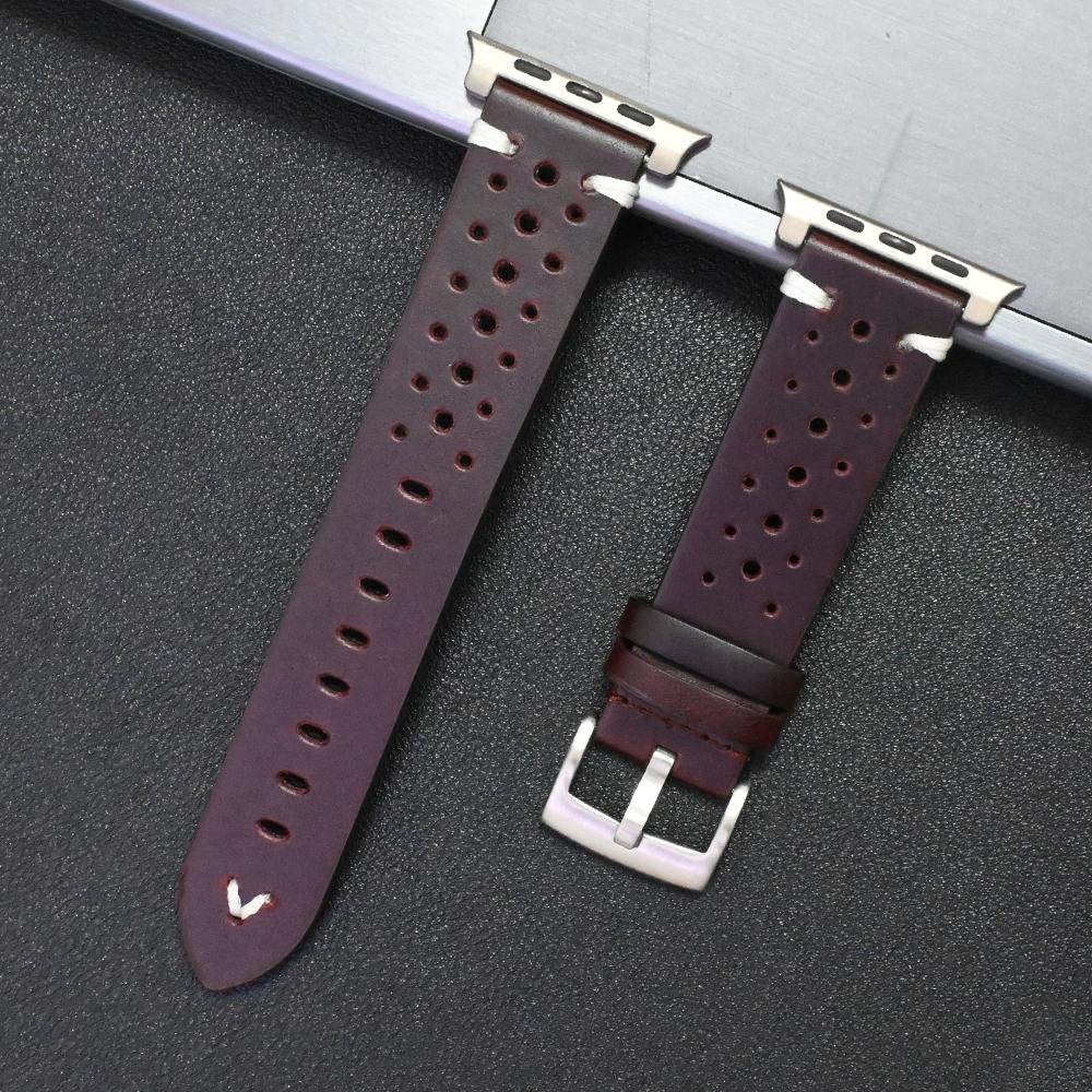 Echtes Lederarmband für Apple Watch Ultra 3 2 1 49mm Serie 11 10 46mm 9 8 7 45mm Titanarmband IWatch 6 5 4 Se 3 44mm Correa