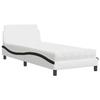 VidaXL Lit avec matelas blanc et noir 90x200 cm similicuir, meuble de chambre à coucher, lit simple, cadre de lit incurvé, 3208343