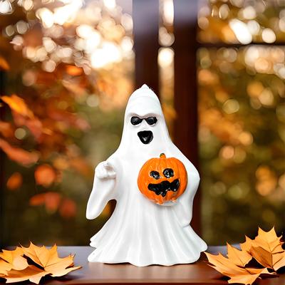 1Pc Resin Ghost Ghost Statue Pieces, Halloween Ghost Statue Decorative Ornaments, Cute Finger Ghost Ornaments, Perfect Halloween Decorations.