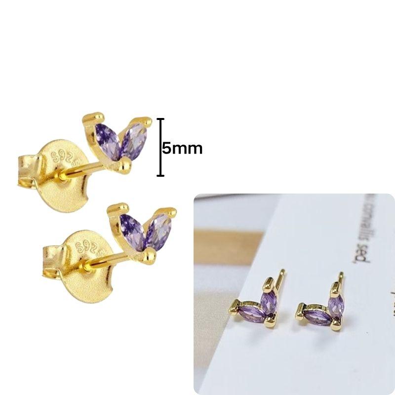 Damen 925 Silber Ohrstecker Lila Zirkon Ohrringe Creolen Lila Kristall Anhänger Ohrring Mode Hochzeits Schmuck
