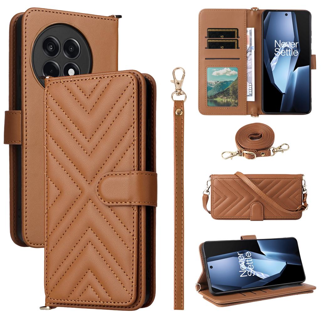 Wallet Phone Case for OnePlus Ace 5 5G/Ace 5 Pro 5G/13R 5G Leather Phone Cover with Shoulder/Wrist Strap