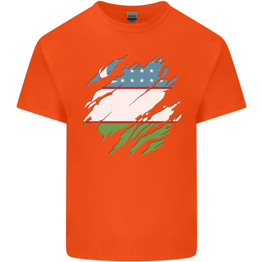Torn Uzbekistan Flag Uzbek Day Football Unisexs Light Cotton TShirt