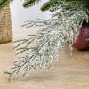 Artificial Frosted Pine Branches Christmas Plastic Fake Snow Sprigs Pine Leaves DIY Wreath Xmas Tree Ornaments Party Plant Decor