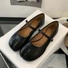 Fashion SUOJIALUN 2025 Autumn Women Flat Shoes Fashion Split Toe Slip On  Mary Jane Ballet Shoes Soft Flat Heel Outdoor Casual Single Sh