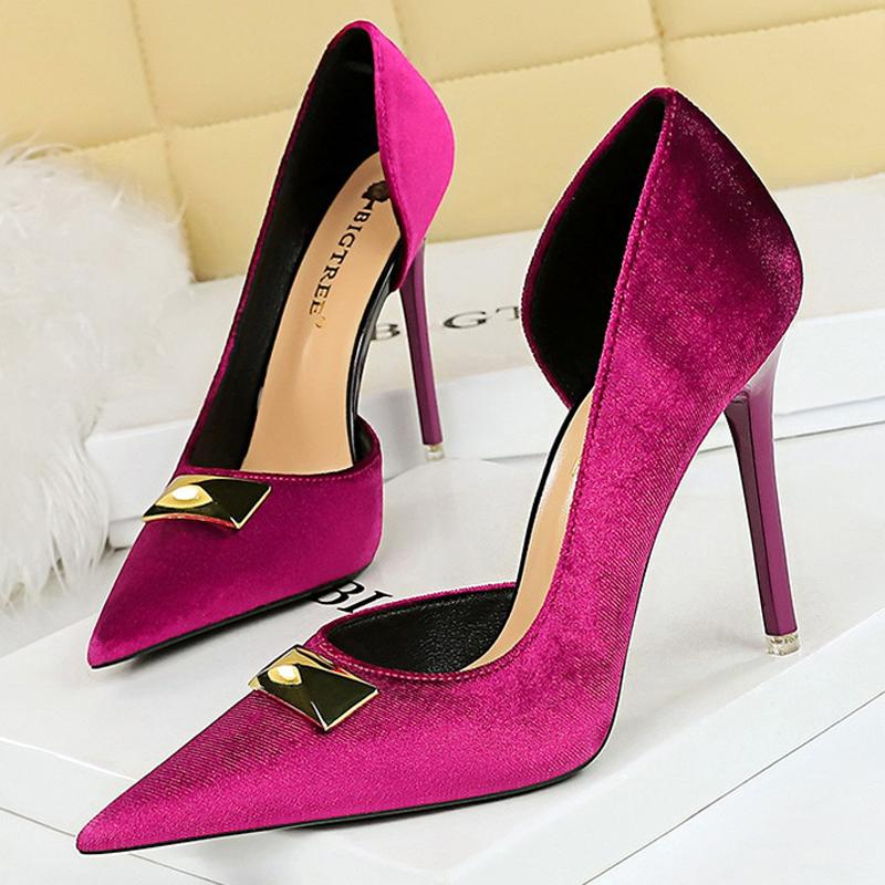 

BIGTREE Модельные туфли, женские туфли-лодочки, женские туфли на высоком каблуке с острыми краями и вырезами по бокам, винтажные туфли на шпильке в стиле ретро, ​​обувь для банкетных вечеринок, большие размеры 43