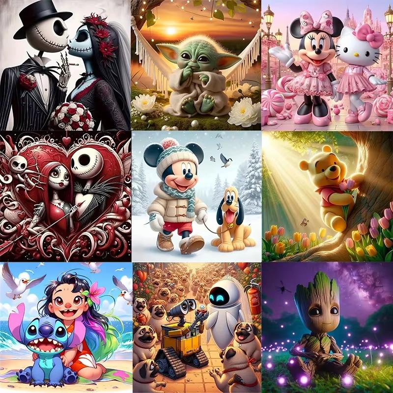 DIY Winnie the Pooh Stitch Mickey Minnie Mouse Diamond Painting Full Round Diamond Embroidery Mosaic Picture Kit Decoration