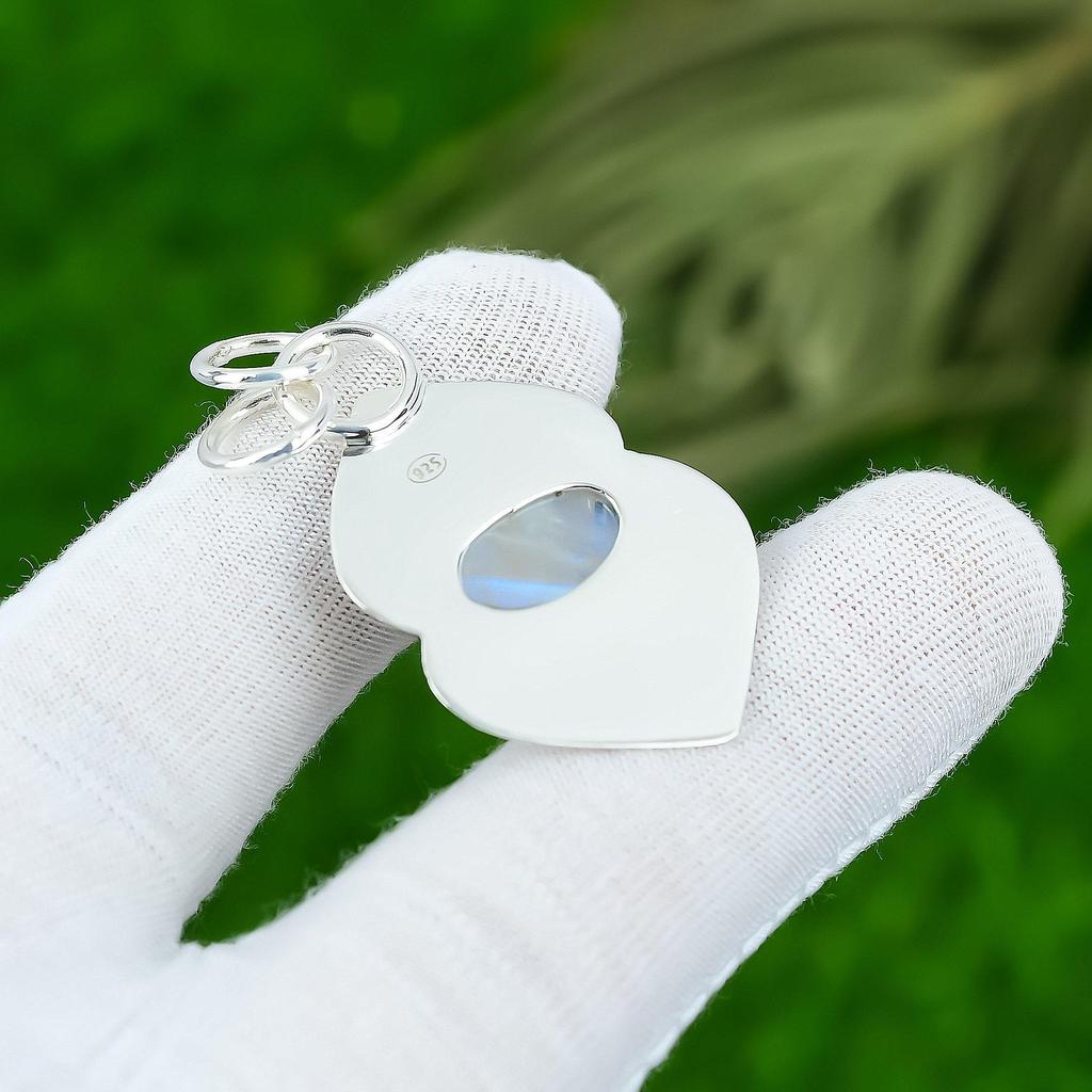 Womens day Deal Crown Chakra Rainbow Moonstone Stone 925 Silver Pendant Jewelry