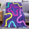 Neon Wavy Line Cartoon Anime Print Flannel Blanket Soft Warm Throw for Kids Bedroom Sofa Bed Christmas Office Car
