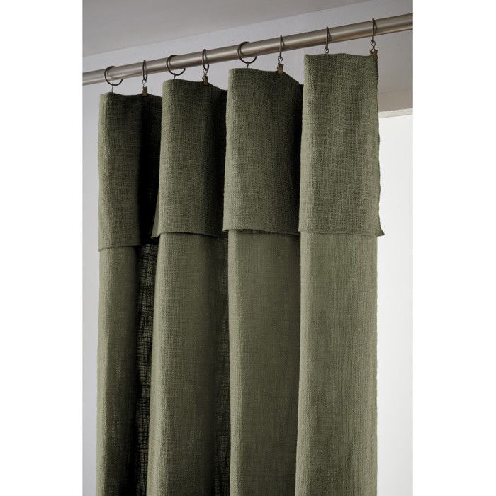 Adjustable Curtain + 8 Clip Rings "Sixtine" 140 X 270 Cm - Sixtine Thyme - 2 Adjustable Panels 140 X 270 Cm