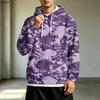 Men's Loose Fit Casual Hoodie with Pocket, Drawstring and Printed Pattern