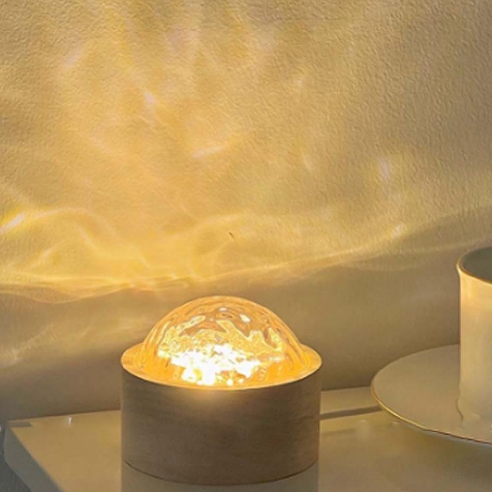 Made of PP And Wood Water Ripple Lamp Monochromatic Warm Light Ceiling Projection Decor Nightstand