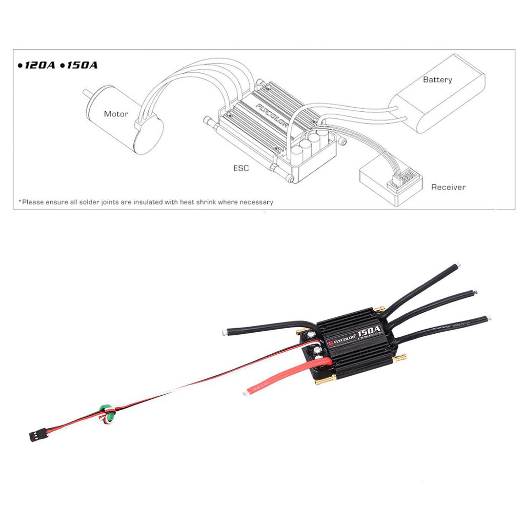 FlyColor Waterproof Brushless 150A ESC With 5.5V 5A 2-6s BEC For RC Boat