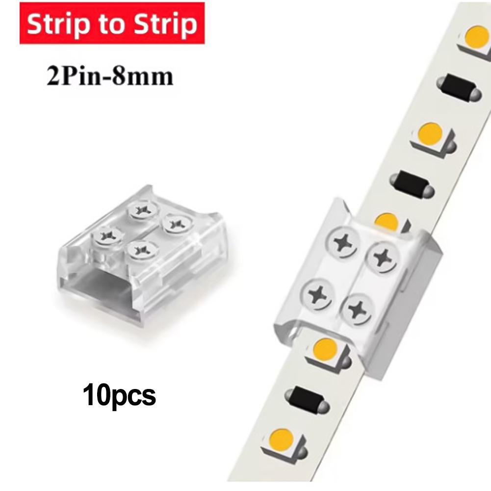 10Pcs 2P 8/10MM LED Strip Connector Screw Fixing Connection Connector Terminal Transparent Free-Welding Light Strip Fixing Clip