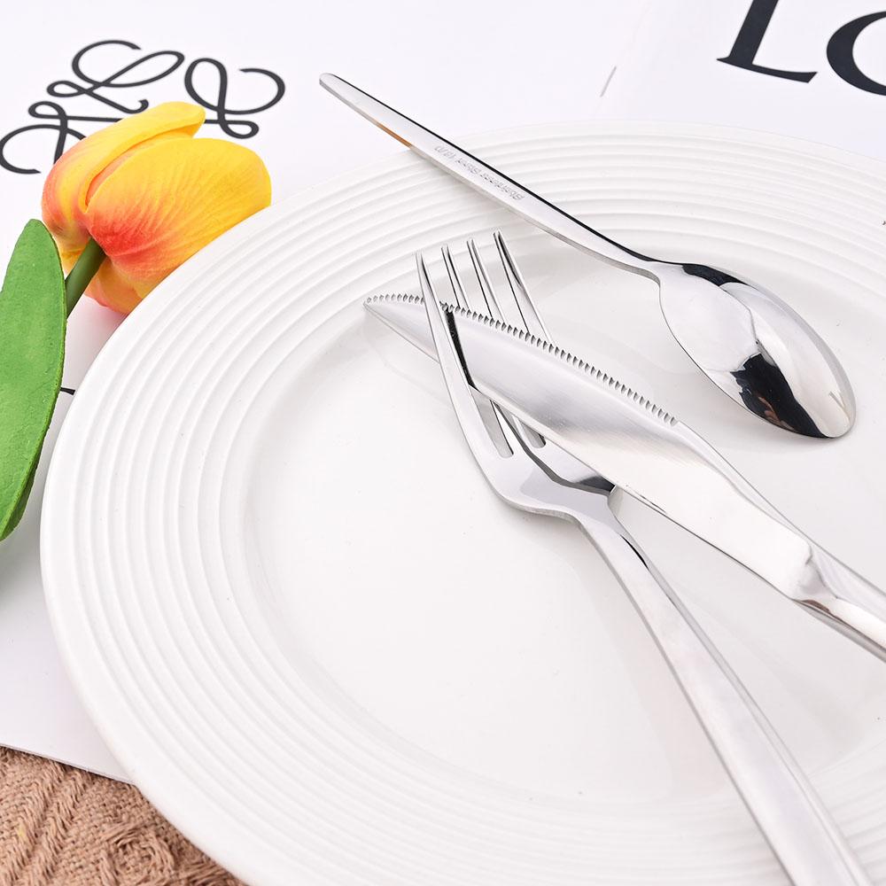 4pcs High-quality Mirror Dinnerware Set Silver Stainless Steel Tableware Set Reusable Knife Fork Spoon Dining Table Utensils