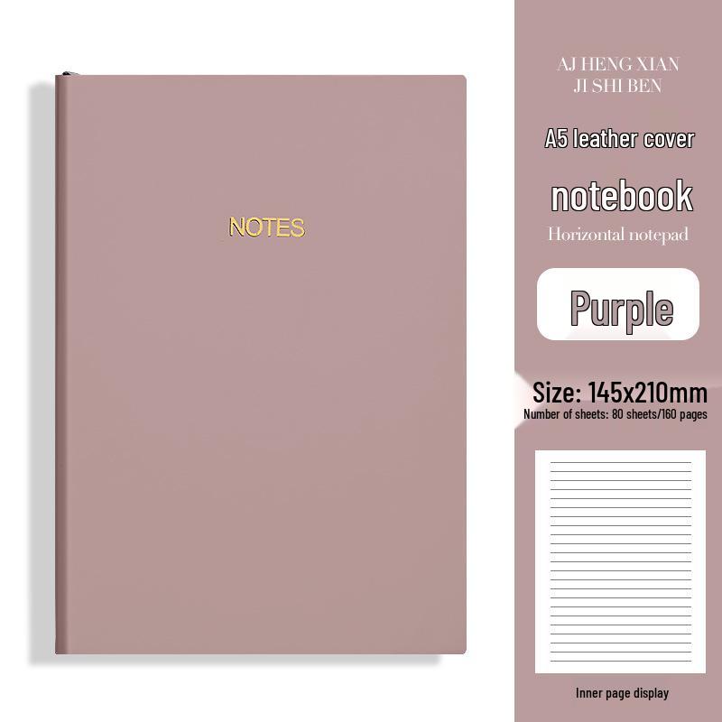 Morandi Color A5 Soft Cover Leather Notebook with Skin-Feel Surface for Students.