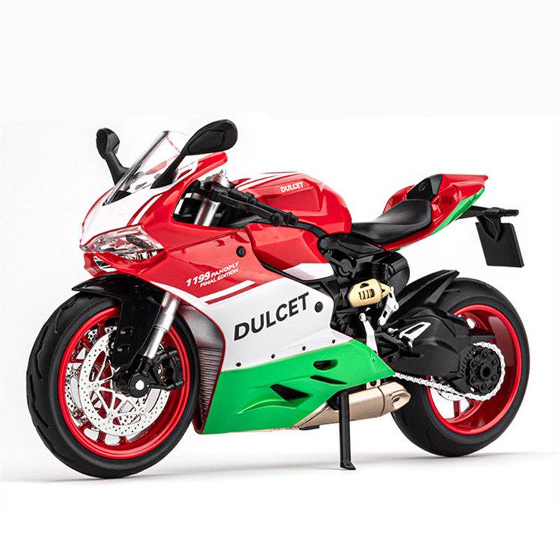 1/12 Ducati 1199 Panigale Alloy Racing Motorcycle Model Diecast Metal Toy Street Sports Motorcycle Model Sound and Light Childrens Gift