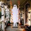 Realistic Fabric Ghost Light Up Hanging Swinging Halloween Decoration with Remote Control, Large White Spooky Outdoor Yard Decor Ornament Maple Leaves