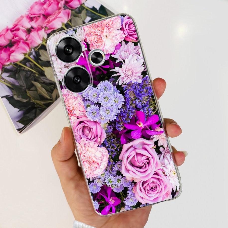 For Xiaomi Poco F6 Case Popular Butterfly Flower Soft Clear Silicone TPU Back Cover For Xiaomi Poco F6 5G F 6 PocoF6 Phone Cases