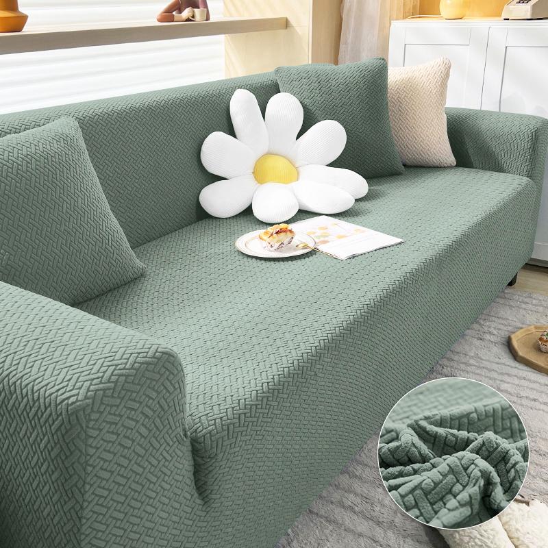Jacquard elastische Sofabezüge Schonbezug für Wohnzimmer Stretch Polar Fleece Sessel 1/2/3/4 Sitzer Eckcouchbezug L-Form