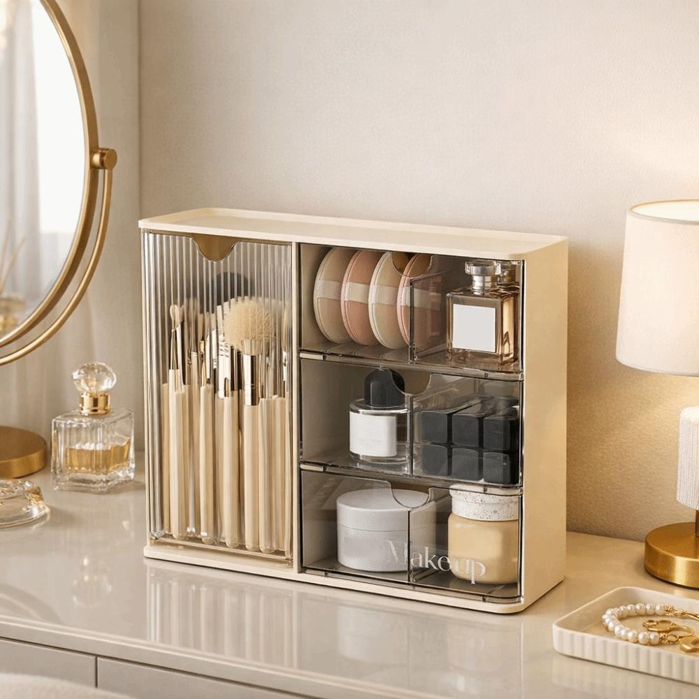 Plastic Cosmetic Storage Box Large Capacity Transparent Drawer Style Storage Box with Drawers Dust-Proof Cosmetic Display Case