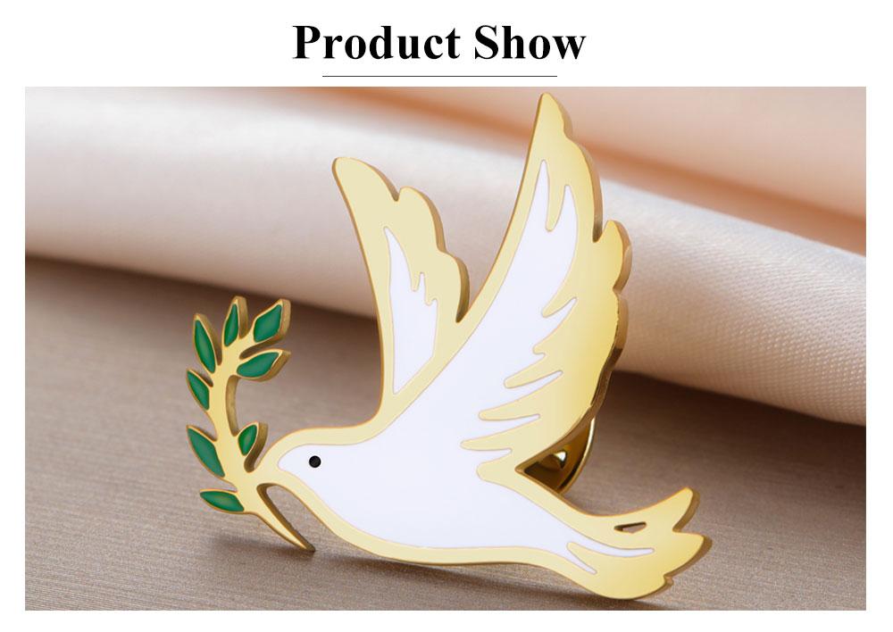 Cazador Stainless Steel Dove of Peace Pigeon Bird Lapel Pins Brooch for Women Men Olive Branch Badges on Backpack Jewelry Gift
