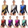 Womens Adult Rhythmic Gymnastics Ballet Jersey Figure Skating Costume Metallic Leotard Shiny Rhinestone Classic Tights Jumpsuit