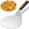 Pizza Shovel Metal Non-Stick Pizza Peel with Wood Handle Cake Lifter Transfer Tray for Homemade Baking Pizza Bread 6.5/10/12inch