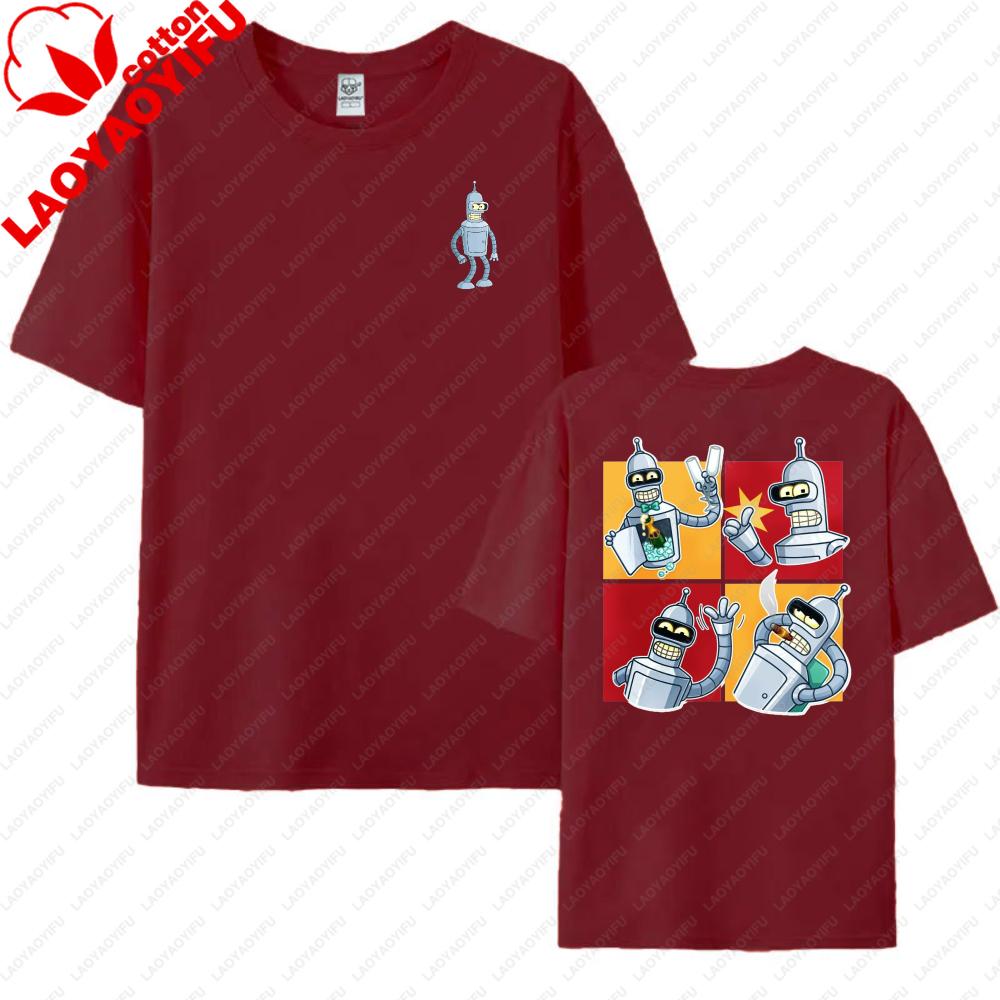 Futurama Bender Robot Cartoon Print Unisex Cotton TShirt Streetwear Summer Fashion Trendy Unisex Women Top Funny SciFi Lover Tee 4XL