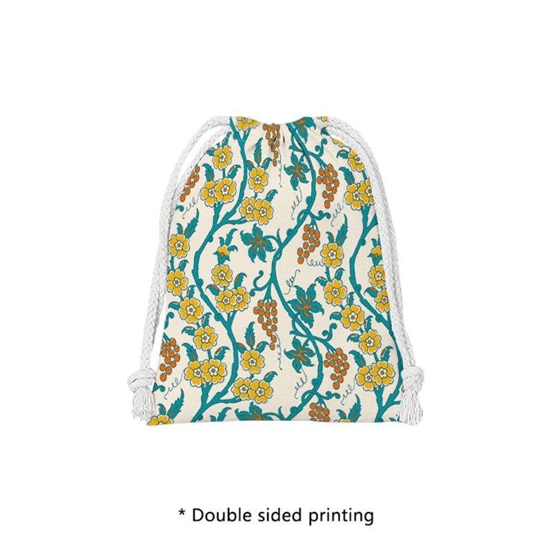 Portable Floral Drawstring Jewelry & Cosmetics Organizer Bag Small: 14x16cm