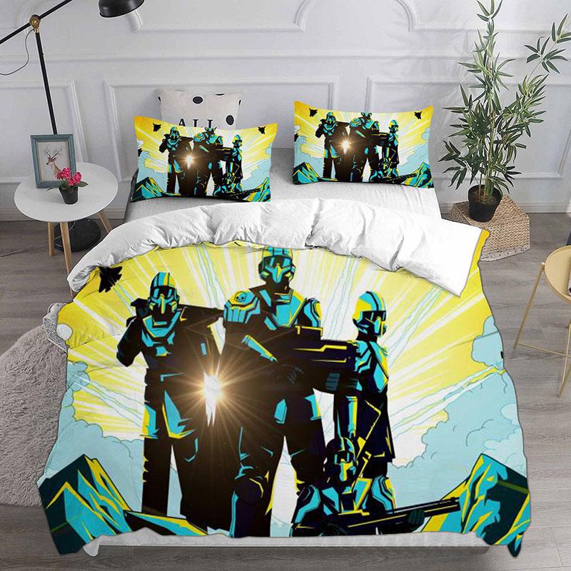 3D HELLDIVERS 2 Bedding Sets Comforter Quilt Bed Cover Duvet Cover Pillow Case 2-3 Pieces Sets Kids Adult Size For Home Textiles