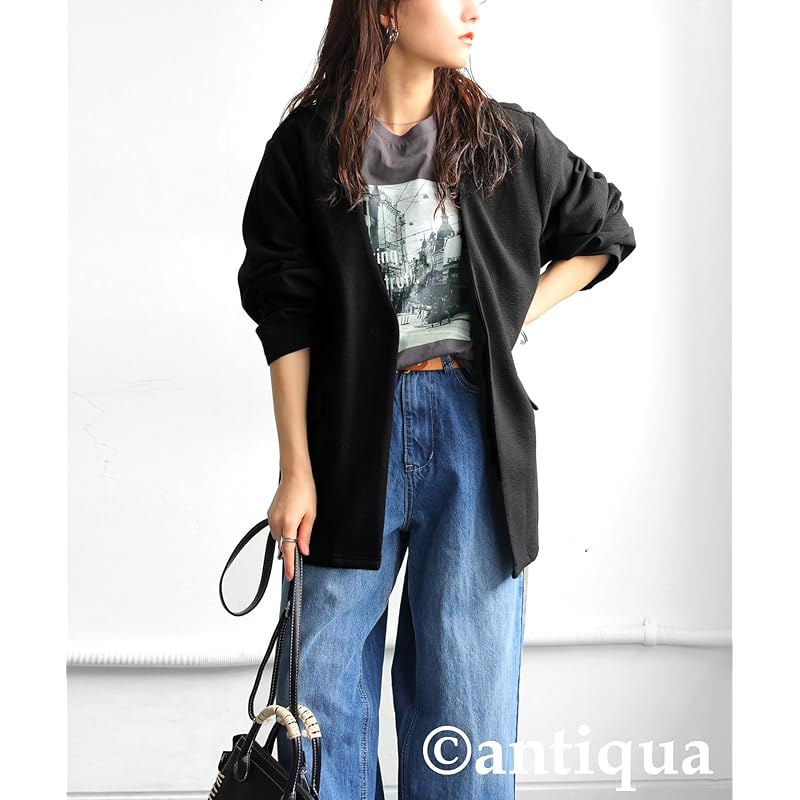 [antiqua] Antica no color jacket ladies outer PN-00546 Onesize 05 black