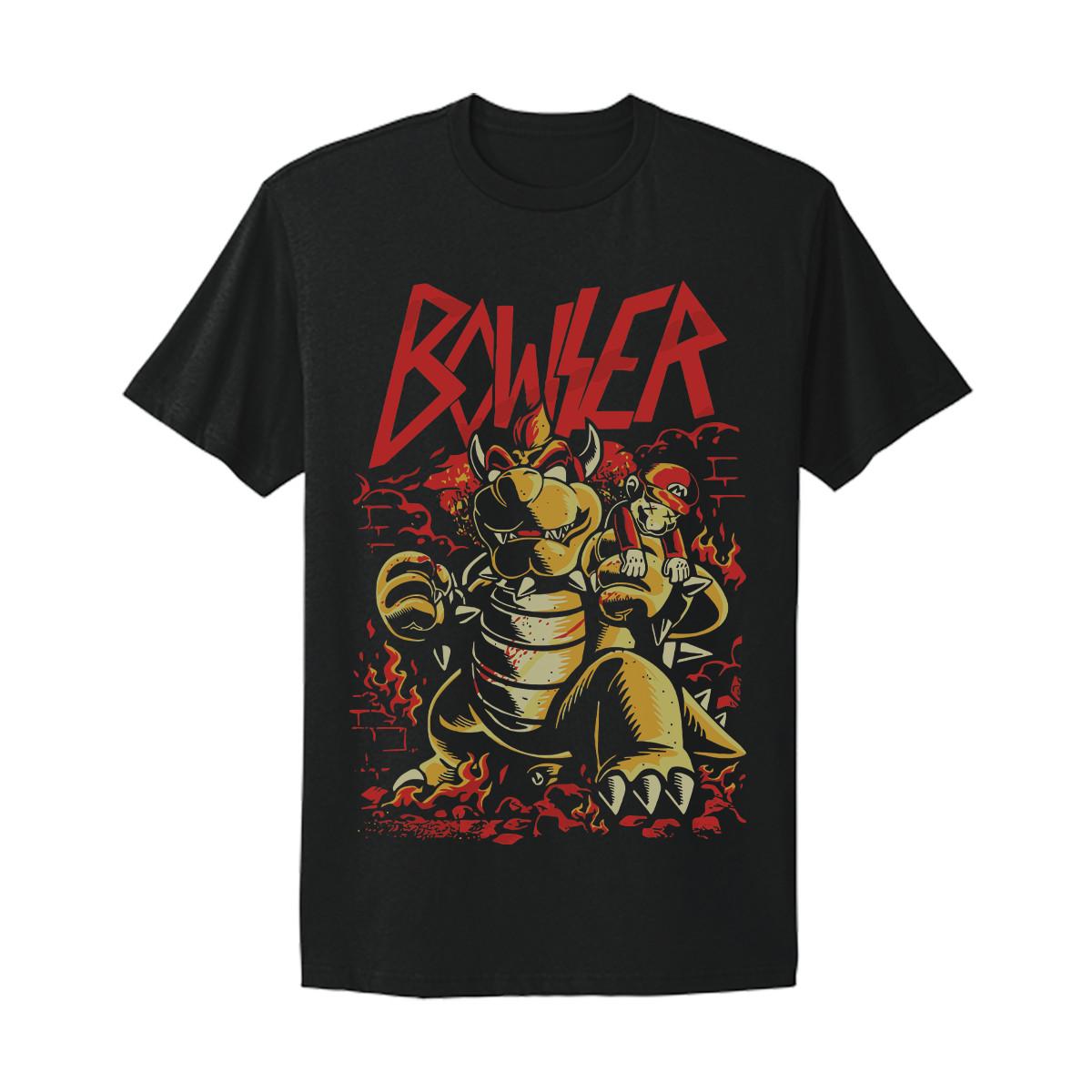 Bowser Slayer Mashup Rock Super Mario NES Nintendo vtg graphic design T-shirt M