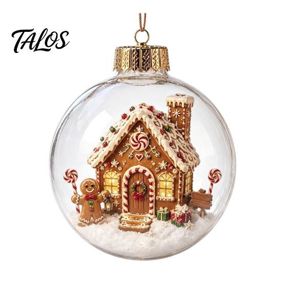 Seasonal Home Decor Christmas Story Ornament, Acrylic Hanging Angel Santa Claus Candy House Designs, Ball Shape Festive Decoration for Tree