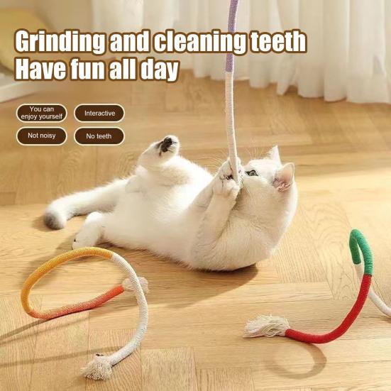 Cat Chew Rope Toy Cotton Rope Kitten Teething Toy with Catnip Interactive