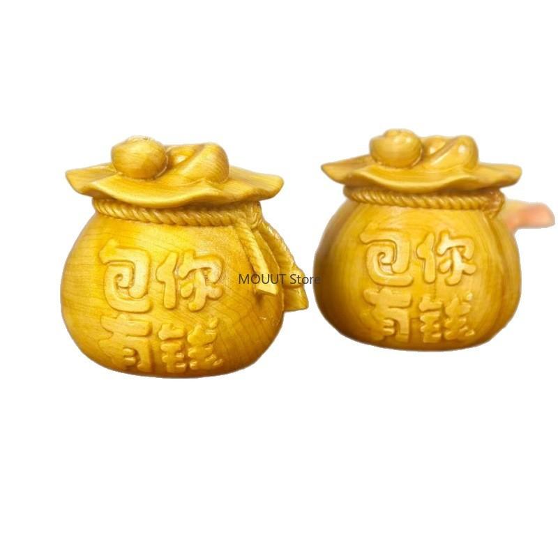 Wood Carving Money Bag Ornament for Gifts for The New Year and Housewarming Money Bag Wood Carving Decorative Item
