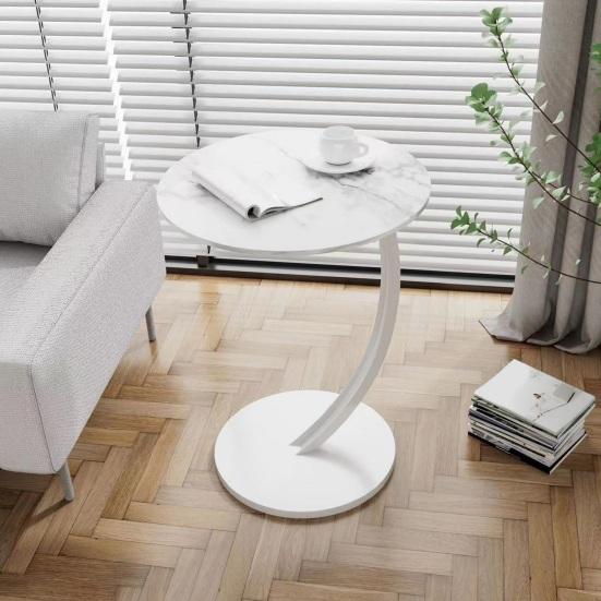 Round Side Table Modern Couch Sofa Bed Small C-Shaped End Table Office Living Room Bedroom Bedside Coffee Desk Multifunctional Nightstand