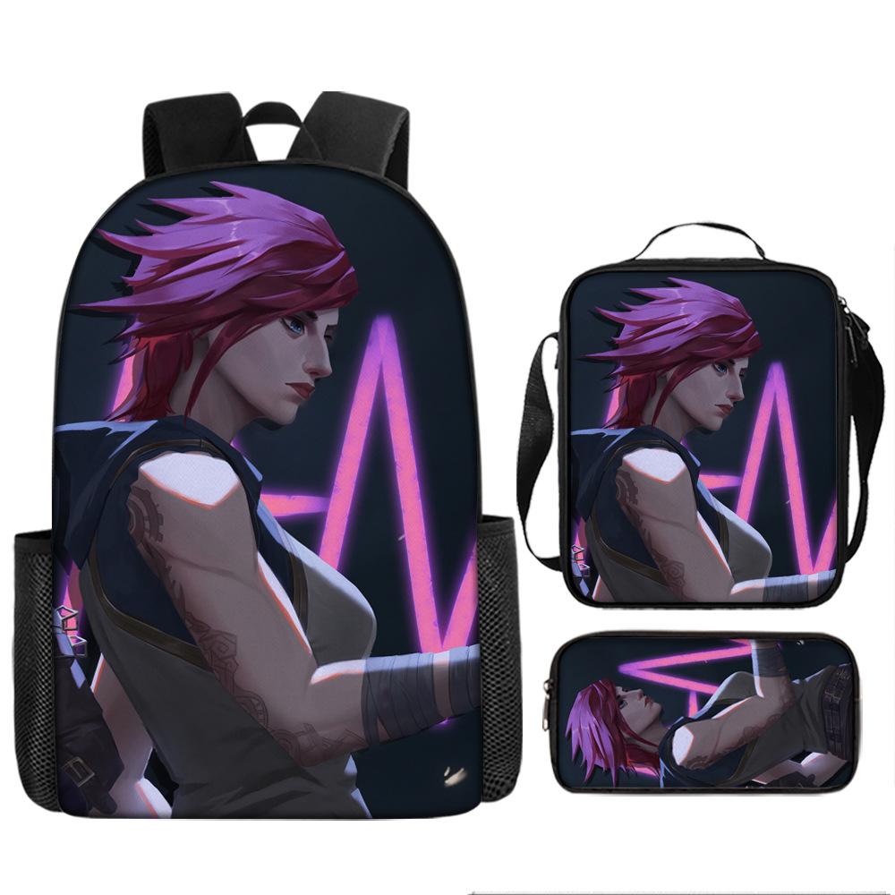 Battle of the Twin Cities Arcane Children's School Bag Pencil Case Backpack Elementary School Cartoon Backpack Three-piece Set