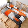 1pc 2D Flat Printing, Orange Gray Abstract Art Tablecloth, Abstract Geometric Texture with Orange, Gray, And Black, Ink Splatter And Dot Design, Recta