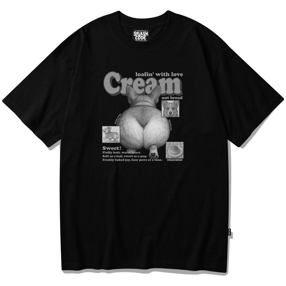 Seupeullaesikodeu Black Short Sleeve T-Shirt - Cream Bread