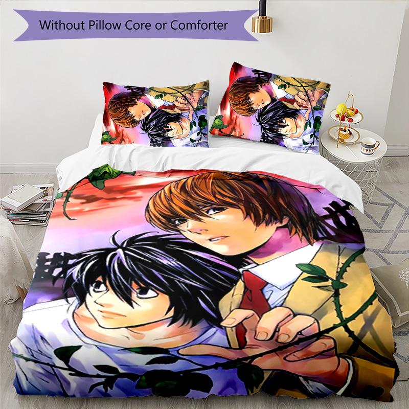 Death Note 3pcs Bedding Set Duvet Cover Closure Includes 1 Duvet Cover & 2 Pillowcases for All Seasons Bedroom Home Dorm Decor