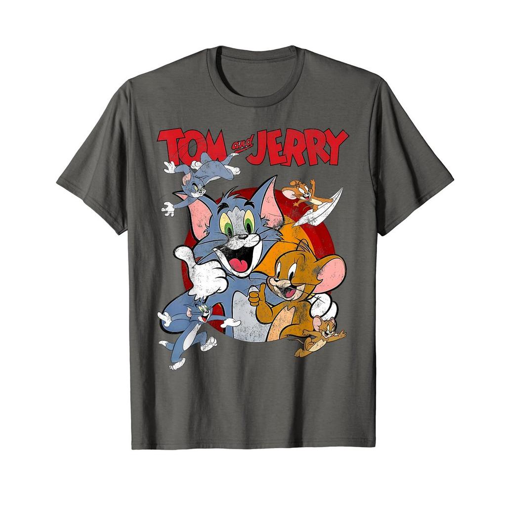 Warner Bros. Tom and Jerry Official Classic Cartoon Graphic T-Shirt WBUTAJ01, Retro Anime Tee for Fans and Collectors