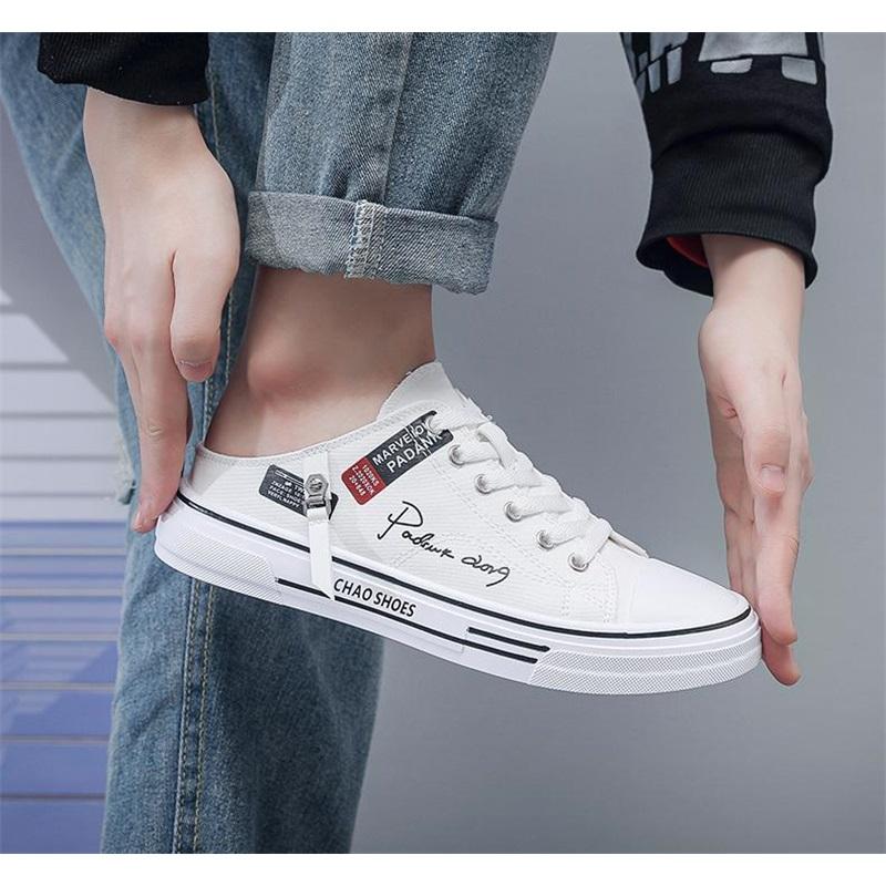 Men's Canvas Shoes, Breathable Casual Men's Shoes, Half-drag Student Trendy Shoes